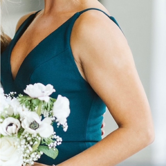 Jenny Yoo “Taryn” floor length gown in “Caspian Sea” color. - Picture 2 of 15